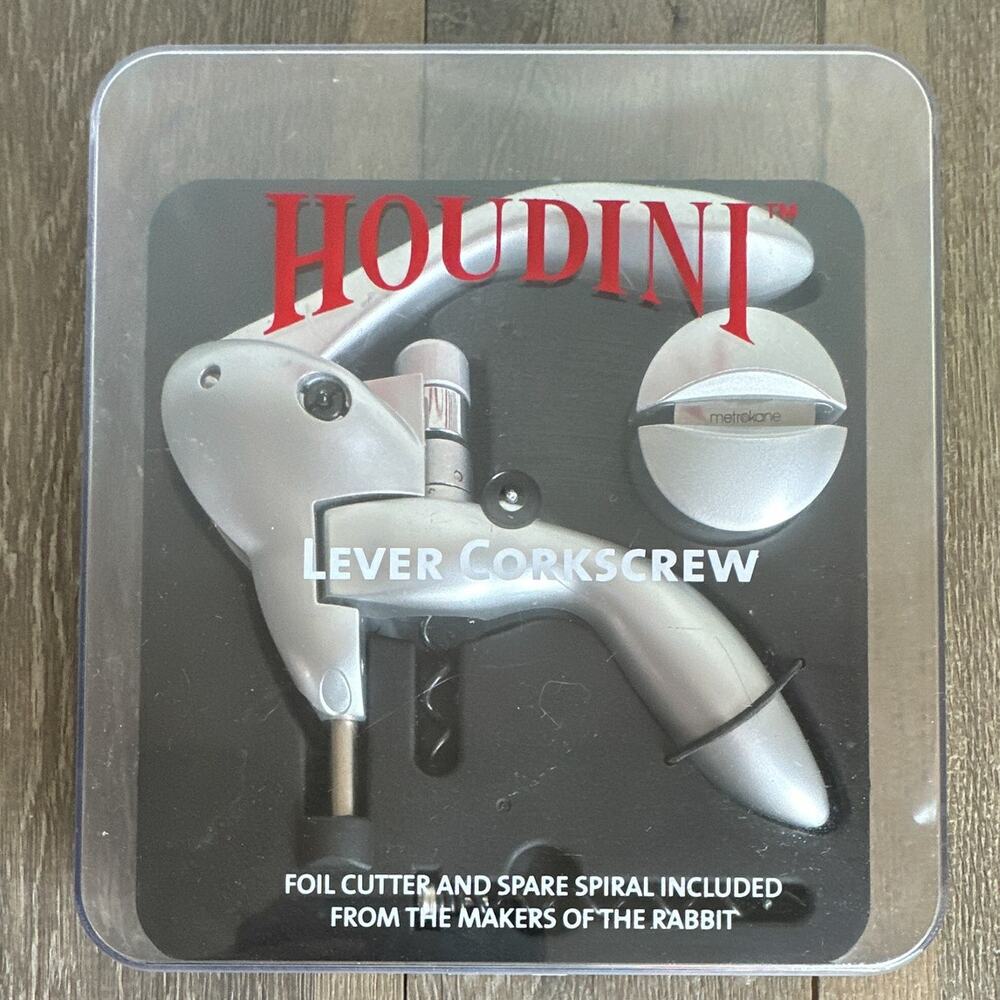 Houdini Lever Corkscrew Wine Opener Set Silver